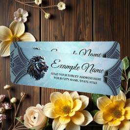 Cybernetisk Lejon Fusion of Power and Technology Returadress Etikett