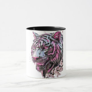 Cybernetisk Mecha Tiger: Futuristisk Neon Rosa & S Mugg