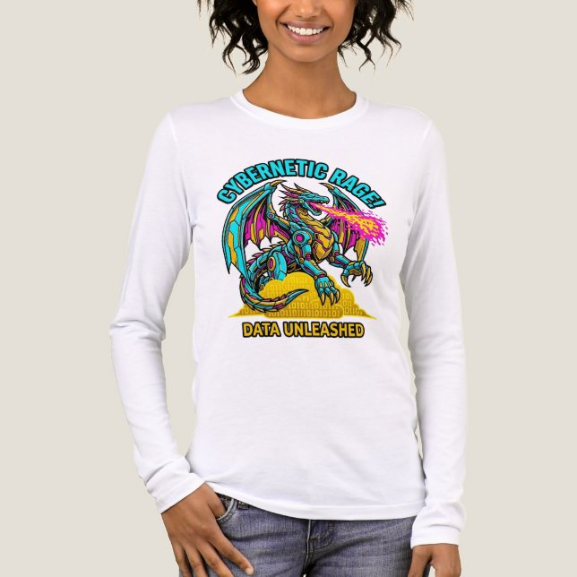 Cybernetisk Raseri Data Omlöst Mecha Drak Graphi T Shirt (Framsida)