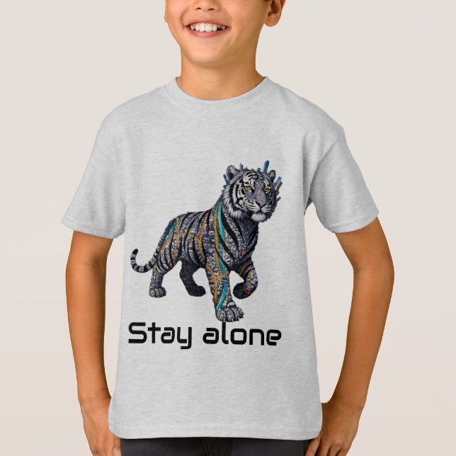 Cybernetisk Tiger Styrka Stå Ensam Grafik T Shirt (Framsida)