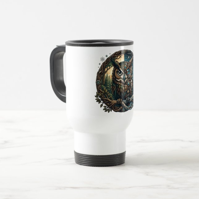 Cybernetisk Ugglas Natur vs Teknologi Steampunk Resemugg (Framsida vänster)