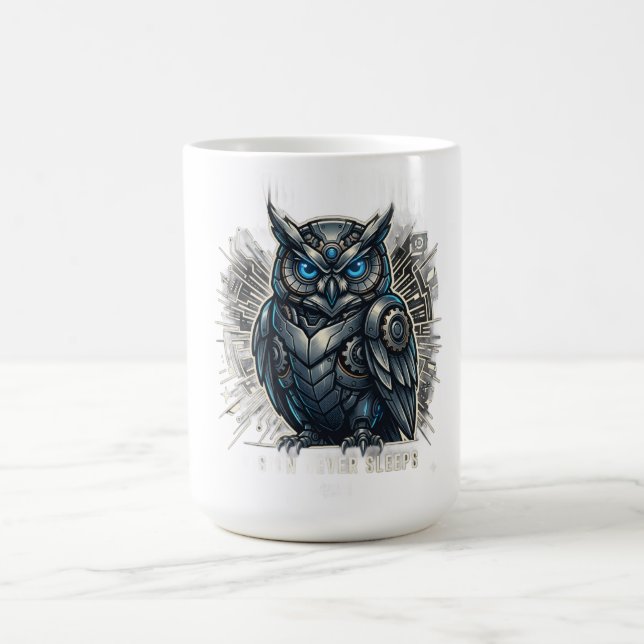 Cybernetisk uggle-syn t-shirt kaffemugg (Center)
