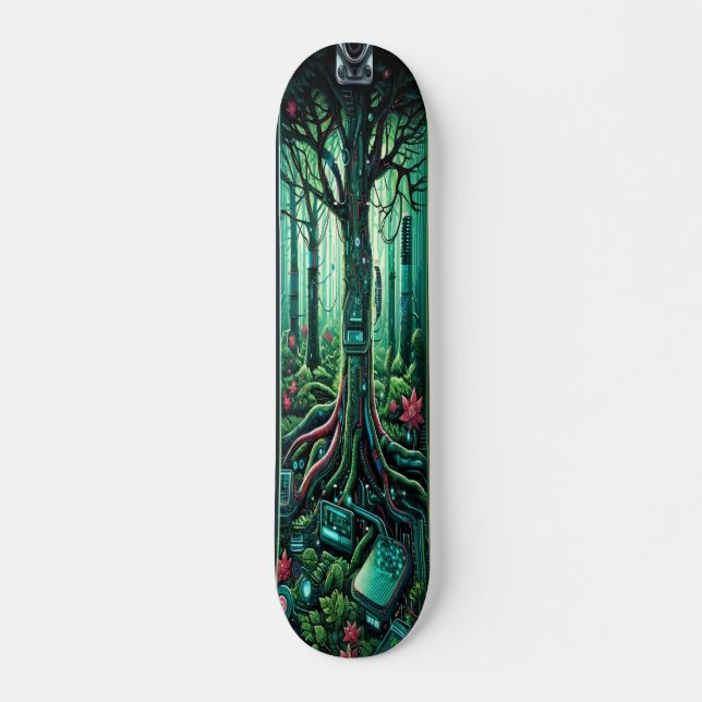 "Cybernetiskt Grove Deck" Mini Skateboard Bräda 18,5 Cm (Framsida)