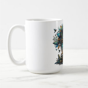 Cybernetiskt Livets Träd Kosmisk Steampunk Kaffemugg