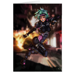 CyberpolisManga flicka Hälsningskort