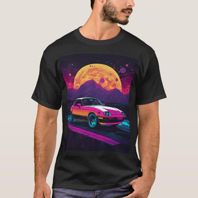 "Cyberpunk 1985: Miata Cosmic Odyssey" T Shirt (Framsida)