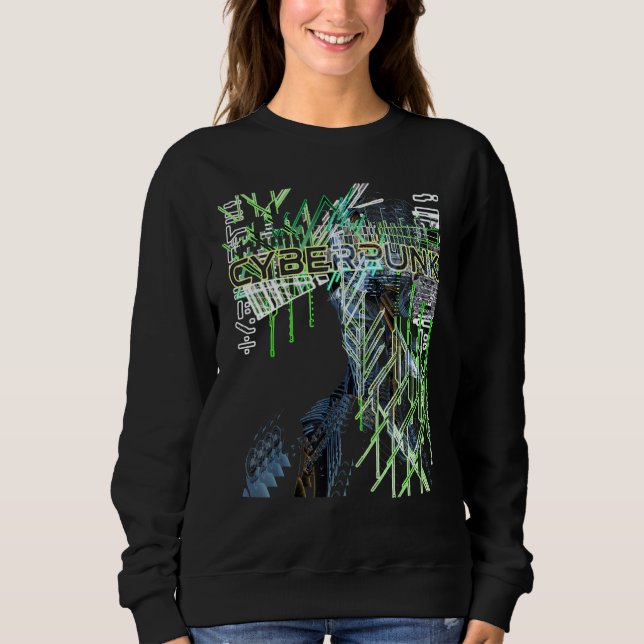 Cyberpunk Aesthetic Retro 80:s Glitch Trippy Graph T Shirt (Framsida)