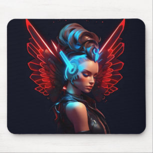 Cyberpunk Ängel Flicka Musmatta