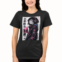 Cyberpunk Anime Flickvän Streetwear T-Shirt | Japa