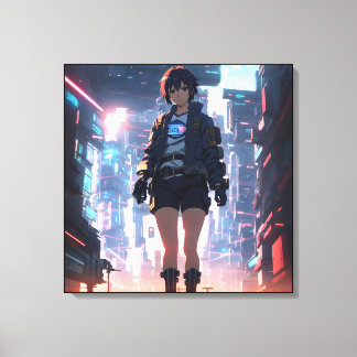 Cyberpunk Anime Girl Canvastryck
