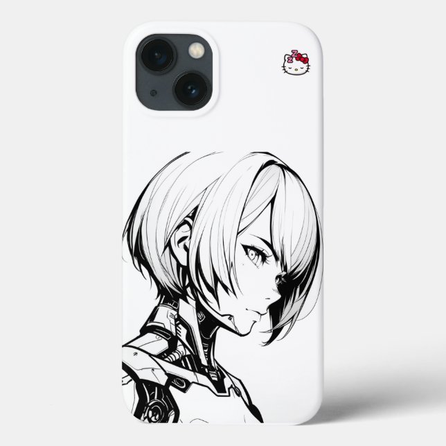 Cyberpunk Anime Girl iphone case - Minimalist Blac (Baksida)