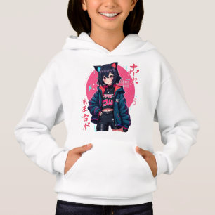 Cyberpunk Anime Girl med Cat Öron- Neon Aestthetic T Shirt