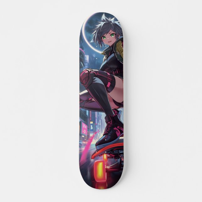 Cyberpunk Anime Girl Skateboard Deck Japan (Framsida)