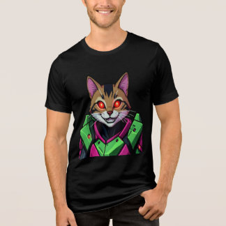 Cyberpunk Anime Katt Lysande Ögon T-Shirt