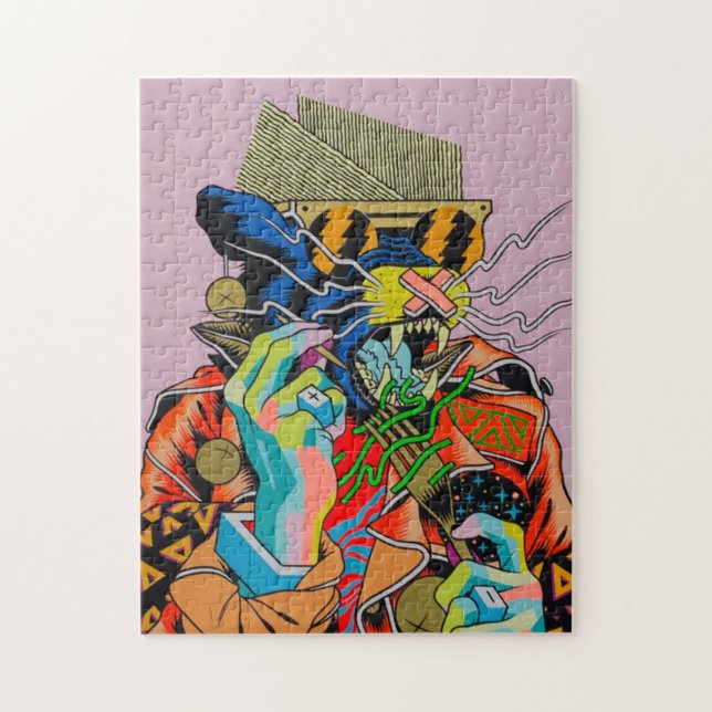 cyberpunk, anime, manga, syra, cyber, konst. pussel (Vertikal)