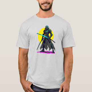 Cyberpunk Armored Samurai Neon Warrior Art T Shirt