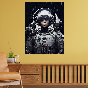 Cyberpunk-astronauttjej Sci-Fi-affisch Poster