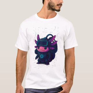Cyberpunk Axolotl T-shirt - Futuristiska Neon Stil