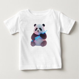Cyberpunk Baby Panda med glödande bambustock T Shirt