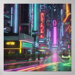 Cyberpunk Bangkok A futuristiska Vision av Sukhumv Poster