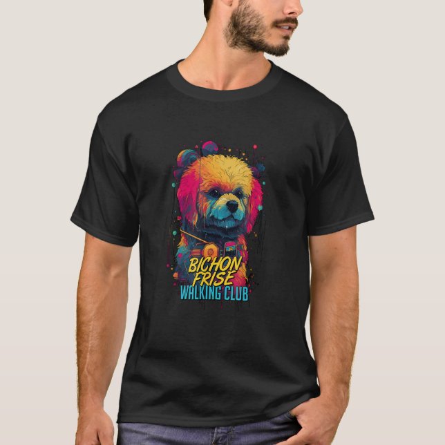 Cyberpunk Bichon Frise Walking Klubb Futuristiska  T Shirt (Framsida)