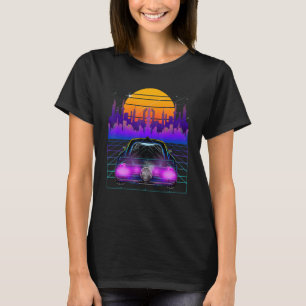 Cyberpunk-bil Vaporwave-estetik Outrun Retro-spel T Shirt