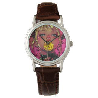 Cyberpunk Bitcoin Waifu Crypto Anime Watch Armbandsur