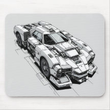 Cyberpunk Bläck Car Illustration Mouse Pad