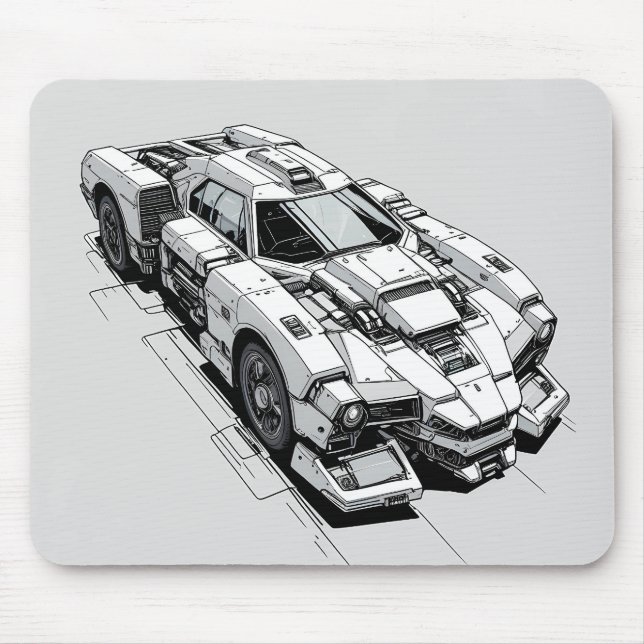 Cyberpunk Bläck Car Illustration Mouse Pad Musmatta (Framsidan)