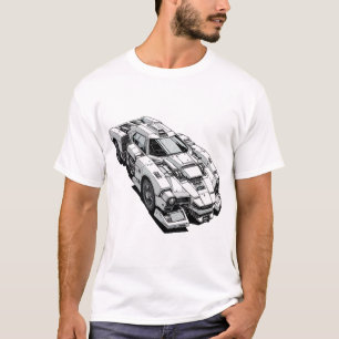 Cyberpunk Bläck Teckning i Futuristiska Car T Shirt