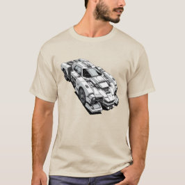 Cyberpunk Bläck Teckning i Futuristiska Car T Shirt