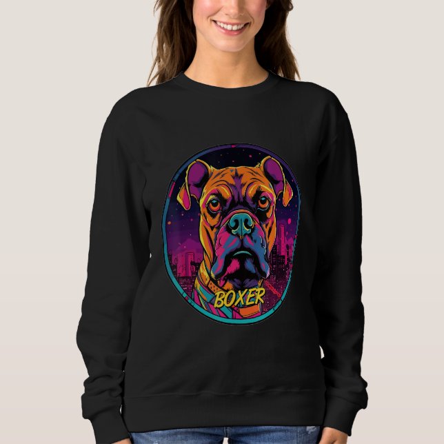 Cyberpunk Boxer Futuristic Boxer Dog T Shirt (Framsida)