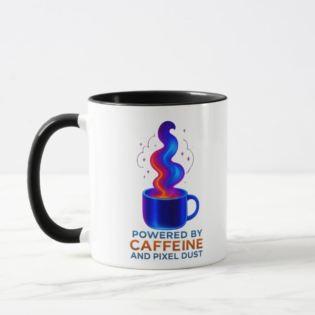 Cyberpunk "Caffeine & Pixel Dust"-kaffe Mugg (Vänster)