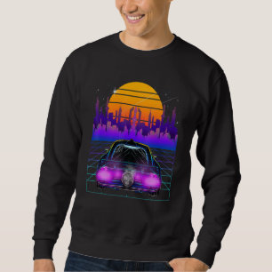 Cyberpunk Car Vaporwave Aesthetic Outrun Retro Gam Lång Ärmad Tröja