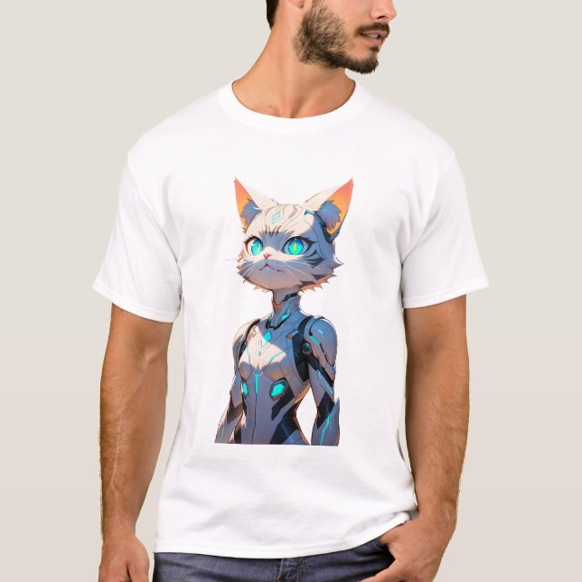 Cyberpunk Cat Girl T Shirt (Framsida)