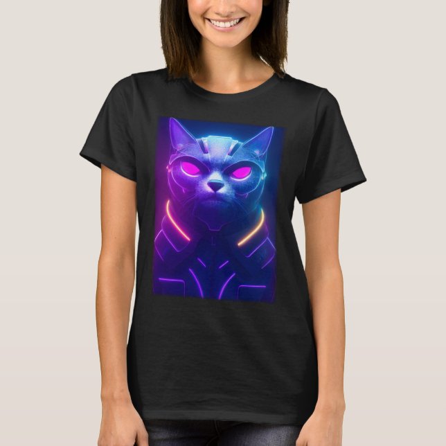 Cyberpunk Cat  Japanese Cat Aesthetic Streetwear   T Shirt (Framsida)