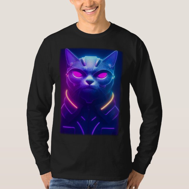 Cyberpunk Cat  Japanese Cat Aesthetic Streetwear   T Shirt (Framsida)