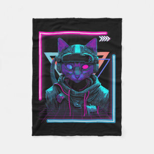 Cyberpunk Cat Kattunge Punker Futuristiska Cyber P Fleecefilt