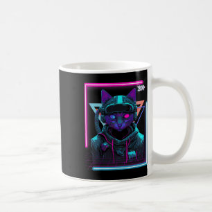 Cyberpunk Cat Kattunge Punker Futuristiska Cyber P Kaffemugg