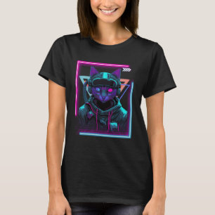 Cyberpunk Cat Kattunge Punker Futuristiska Cyber P T Shirt