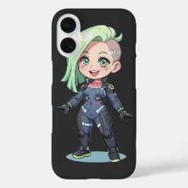 Cyberpunk Chibi Girl Green Hair
