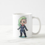 Cyberpunk Chibi Girl Green Hair Kaffemugg<br><div class="desc">Cyberpunk Chibi Girl Green Hair</div>