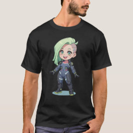 Cyberpunk Chibi Girl Green Hair T Shirt
