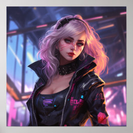Cyberpunk Chic - Neon Ro Poster