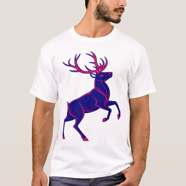 Cyberpunk Christmas Reindeer Neon Glow Shirt T Shirt (Framsida)