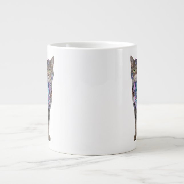 Cyberpunk Circuit Cat – Neon Tech Beast Jumbo Mugg (Framsidan)