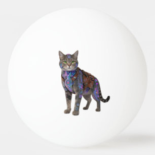 Cyberpunk Circuit Katt – Neon Teknologisk Beast Pingisboll