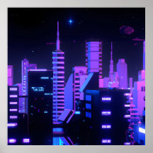 Cyberpunk City AI poster