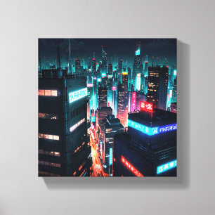 Cyberpunk City Canvastryck