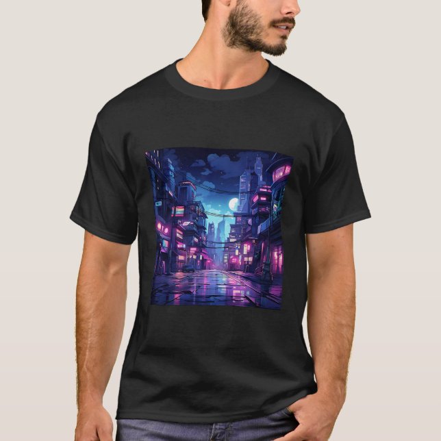 Cyberpunk City Tech Bära T Shirt (Framsida)